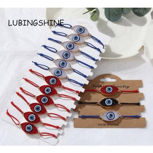 12pcs Turkey Evil Eye Charm Bracelet Women Braided Adjustable Rope Chain Fatima Hand Summer Anklet Jewelry Foot Leg Chain