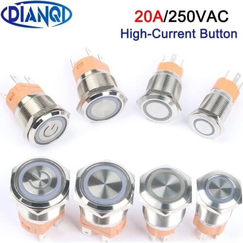 16mm 19mm 22mm heavy duty 3-6V 12-24V 110-220V 10A high current waterproof control Momentary Latching push button switch