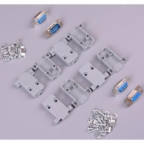 2Set RS232 DB9 female socket plug connector 9 pin copper RS232 adapter with case