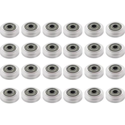 24 Pcs 3D Printer Transparent POM Wheel Plastic Pulley Linear Bearing for Creality CR-10 S5 Ender 3 Pro Printer