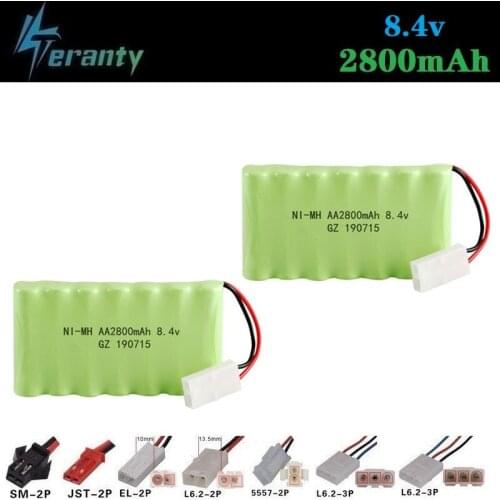 2800mah 8.4v Rechargeable Battery For Rc toys Cars Tank rc Robots Gun AA NiMH Battery 8.4v 2400mah Battery Pack For Rc Boat 2pcs
