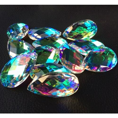 300pcs/lot 38mm Crystal Faceted Pear Pendants Color Changeful Crystal Chandelier Suncatcher Hanging Drop DIY Curtain Accessories