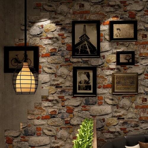 Chinese Style 3D Stone Wallpaper Living Room Restaurant Waterproof Wall Papers Home Decor Vinyl PVC Brick Stone Wall Paper 10M