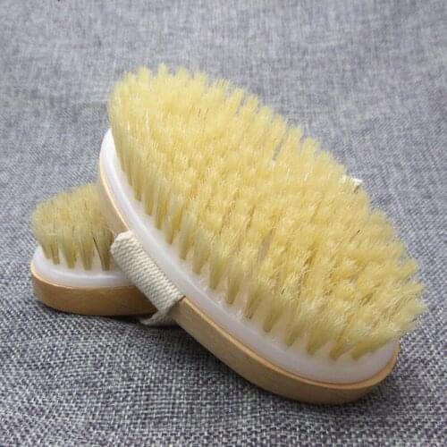 50pcs Dry Skin Body Soft Natural Bristle Brush Wooden Bath Shower Bristle Brush SPA Body Brush without Handle fang