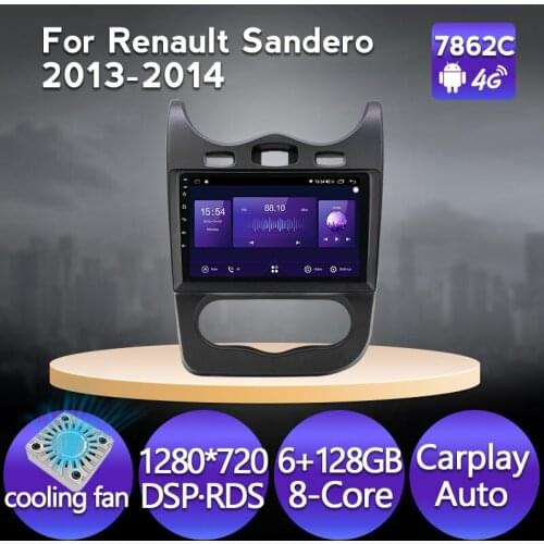 6G+128G Android 11 Car Radio Multimedia Video Player GPS Navigation For Renault Sandero 2013-2014 Head Unit Carplay Auto WIFI BT