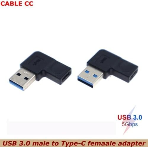 90 Degree Type C to USB 3.0 Adapter OTG USB Type C to Type C Male and Female Computer Phone U Disk Connector
