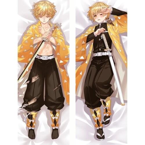 2020-March Anime Kimetsu No Yaiba Demon Slayer Agatsuma Zenitsu Hugging Pillow Cover Dakimakura Pillow Case