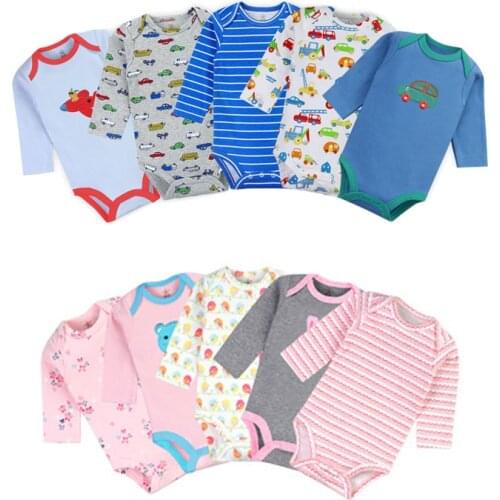 5Pcs High Quality 3M-24M Winggle-in Cotton Infant Long Sleeve Bodysuit Baby Bodysuits