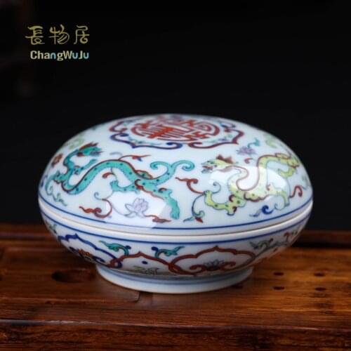 Changwuju in Jingdezhen home decoration accessories handmade clashing colour china porcelain inkpad box as well as jewel box