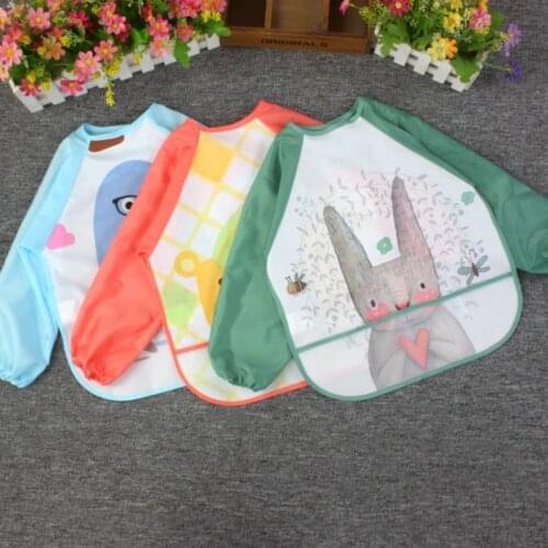 Waterproof EVA Full Sleeve Bibs with Long Sleeve Baby Feeding Bibs Baby Cartoon Apron for Kids Children Cloth Stuff 2-6 Years