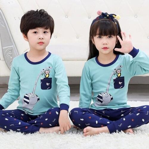 Childrens Long Sleeve Pajama Suit Children Clothing Girls Autumn Clothes Pants Pajamas Home Boys Sleepwear Pyjamas Kids