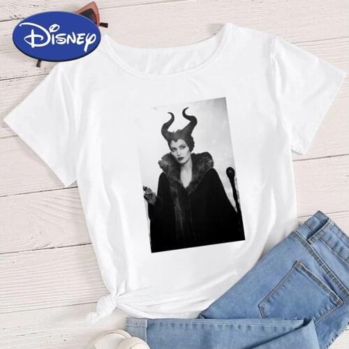 Disney 90s Vintage Maleficent Printed Summer New T-shirts Women Harajuku Streetwear Short Sleeve Tshirt Ropa Mujer 2021 Femme