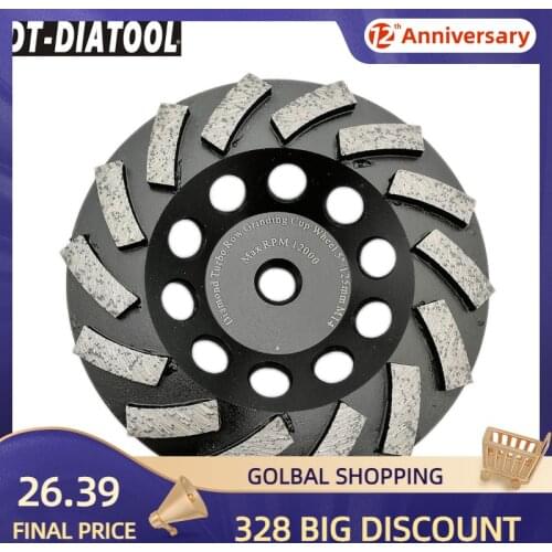 DT-DIATOOL 1pc M14 Thread Dia125mm/5inch Diamond Segmented Turbo Row Cup Grinding Wheel For Concrete Hard Stone Granite Marble