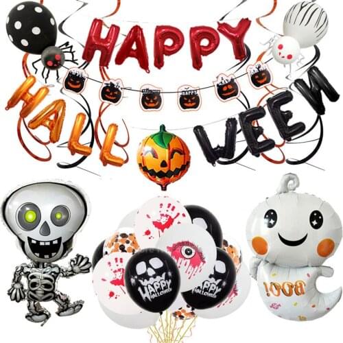 Halloween Pumpkin Ghost Skeleton Skull Shape Foil Balloon Halloween Party Supplies Helium Globos Decoration Carnival Accessories