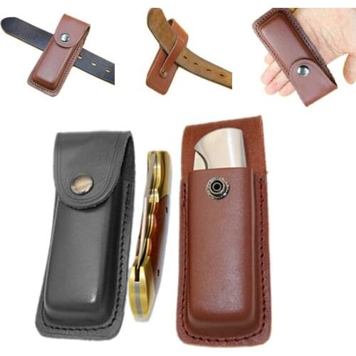 Sheath camp outdoor pocket gear fold tool flashlight hunt edc carry pouch bag multi leather loop holster knife belt case holder