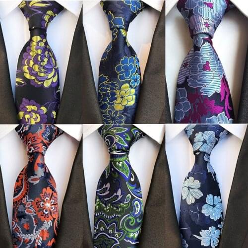 Fashion Floral 8cm Formal Tie Bule Purple Jacquard Silk Necktie For Men Business Wedding Party Neck ties Accessories