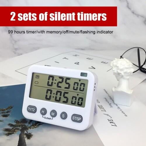 LCD Digital Screen Kitchen Timer Square Cooking Count Up Countdown Large Display Alarm Clock Sleep Stopwatch Reminder with Stand