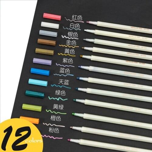 Metallic Marker Art supplies Drawing DIY Scrapbooking Crafts Stationery watercolor brush pen for school markers manga colores