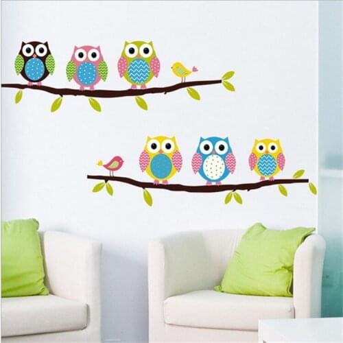 Cute Owl Cartoon Wall Stickers For Children Bedroom Background Decorative Wall Stickers Home Decor