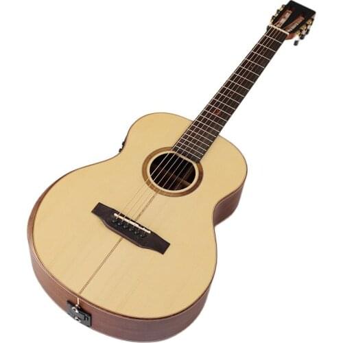 36 Inch Mini Electric Acoustic Guitar Solid Spruce Wood Top 6 Strings Folk Guitar Classic Guitar Head & Armrest & Good Varnish