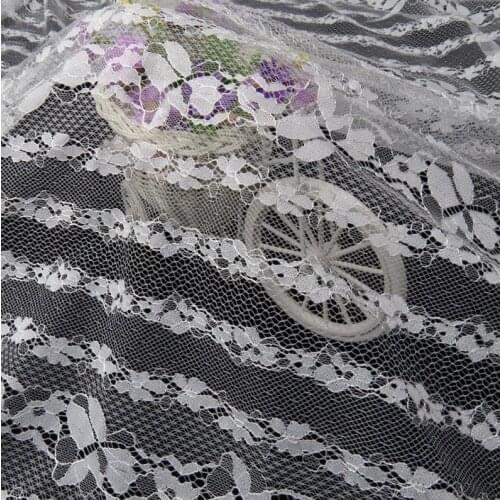 Fashion Lace Fabric Off White/Black Striped Flower Fabric Wedding Fabric By The Yard