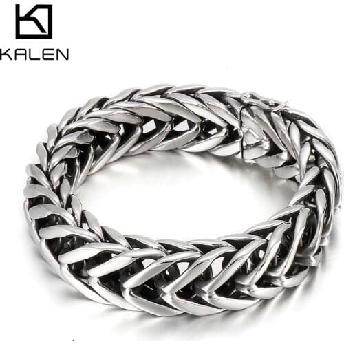 Kalen 17mm Personality Mens Polished 316L Stainless Steel Shiny Bracelet Jewelry