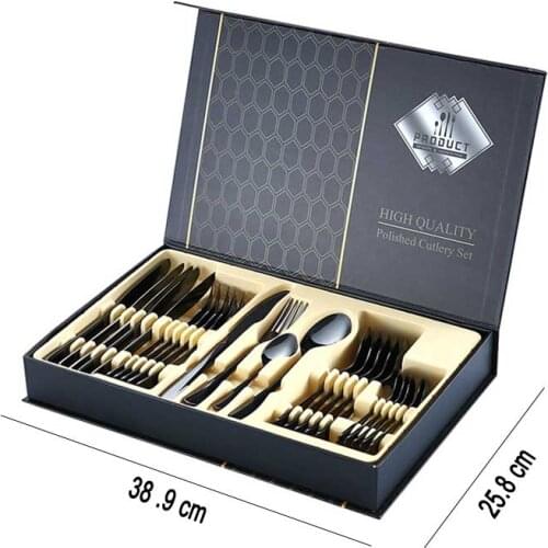 24 PCS Dinner Set Non-fading Dinnerware Stainless Steel Cutlery Set Colorful Hotel Party Kitchen Flatware Set With Utensil Case