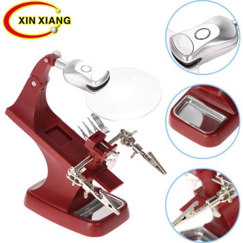 Table Soldering Magnifier 3X 4.5X Magnifying Glass With LED Portable Third Hand Soldering Magnifier Loupe Helping Hand Lupa