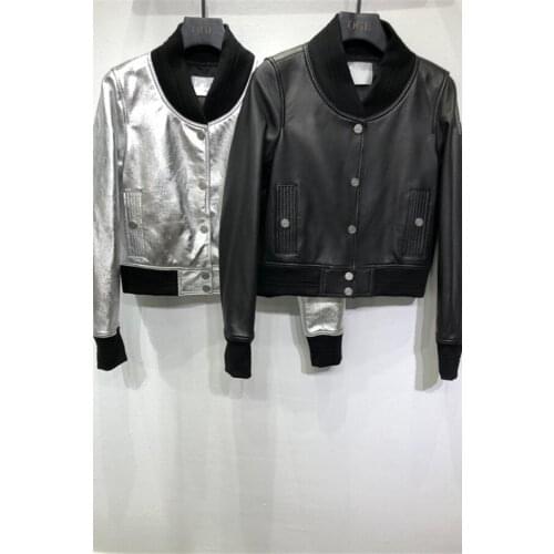 Wind New silver sweet short fur locomotive real sheep leather jacket baseball uniform coat of cultivate morality dress