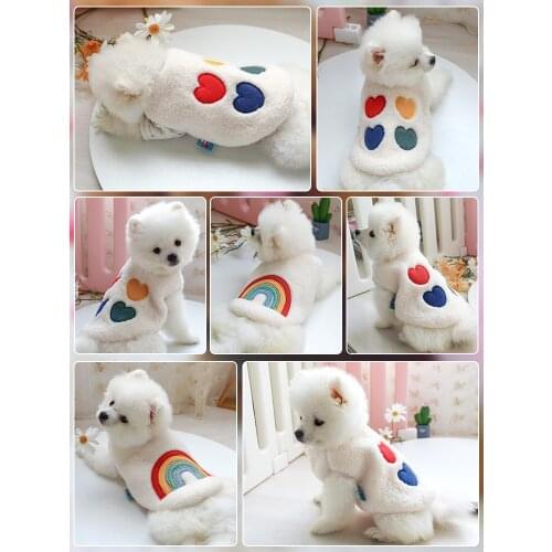 Puppy Clothes Wear Thick Warm Rainbow Love Vest For Pets In Winter Teddy Bears Bomei Small Dogs Dog Clothes For Small Dogs
