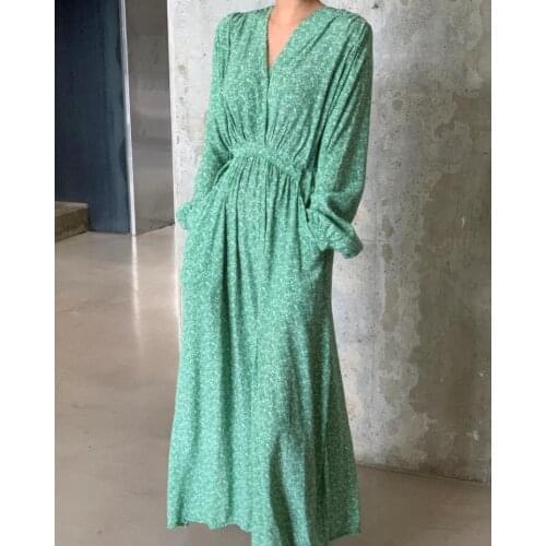 2021 New Print Summer Dress Evening Long Vintage Dress Party Oversize Long Sleeve Beach Women Dresses Robe Vestido Prom