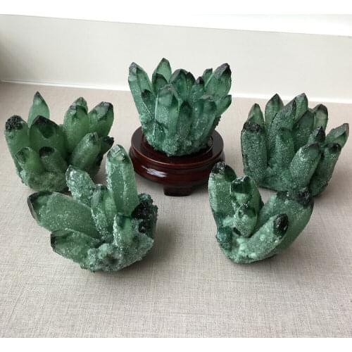 Pretty Green PHANTOM Crystal Cluster Rough Splicing Mineral Specimen