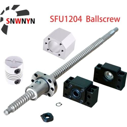 SFU1204 Set: RM1204 Rolled Ball Screw C7 With End Machined+1204 Ball Nut + Nut Housing+BK/BF10 End Support+Coupler For CNC Parts