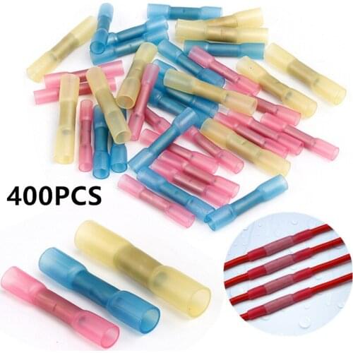400PCS Heat Shrink Butt Connectors Waterproof Electrical Wire Splice Cable Crimp Terminals AWG 22-10 Assorted Kit