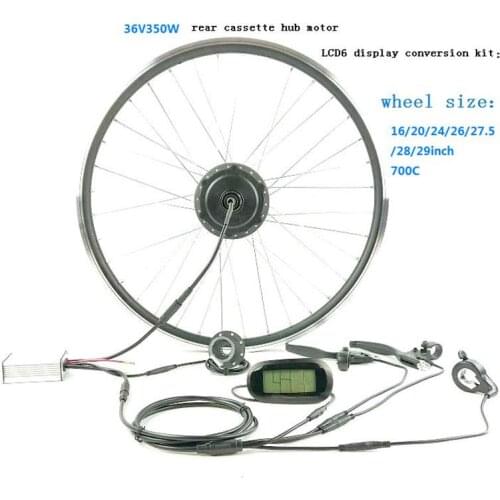 Waterproof Electronic BICYCLE CONVERSION KIT 36V350W rear cassette hub motor with LCD3/LCD6 display