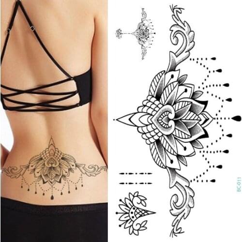 1Piece Temp Body Art Lower Back Temporary Tattoos Fantasy Fake Tattoo for Women Girls Adult Butterfly Flower Waterproof Stickers