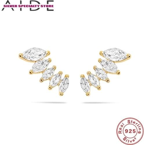 AIDE Crystal 925 Sterling Silver Earrings Women Luxury Jewelry Stud Earring Piercing Earings Pendientes Brincos Bijou Arete Gift