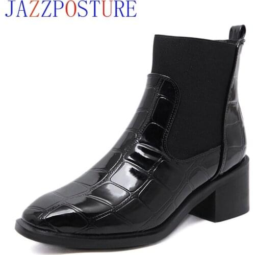 2020 winter new boots Square head leather boots omen Chelsea boots thick with women Add fur no fur two styles z275