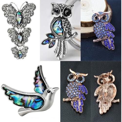 1PC Retro Brooches Pigeon Owl Butterfly Pins Exquisite European American Trendy Brooches Jewerly For Women Girls