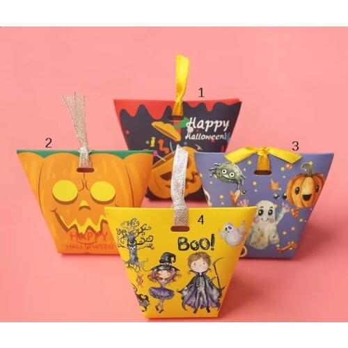10pcs Halloween Paper Box Cookie Candy Trick or treat Candy Storage Boxes Gift Packaging