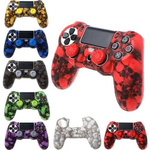 2021 New Design Skull Silicone Gamepad Cover Case + 2 Joystick For PS4 Pro Slim Controller