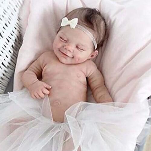 55cm Reborn Girls Soft Body Cute Smiley Newborn Girl Doll Baby Full Silicone