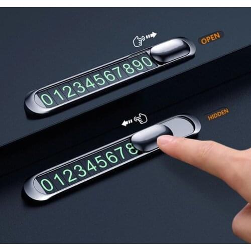 Car Hidden Styling Temporary Parking Card Metal Alloy Texture Auto Phone Number Card Plate Telephone Number Card Car Sticker