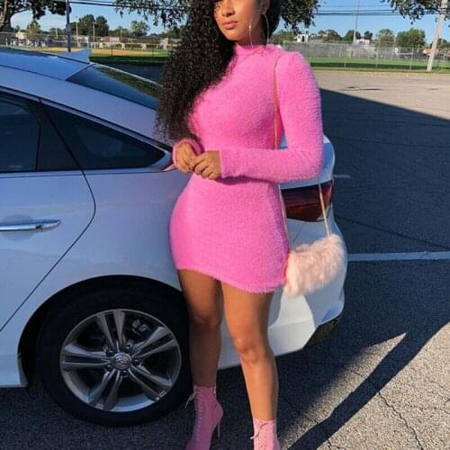 Velvet Sweater Dress Bodycon Long Sleeve Knitted Sweaters Slim Women Mini Dresses 2019 Winter Ladies Warm Casual Clothes S M L