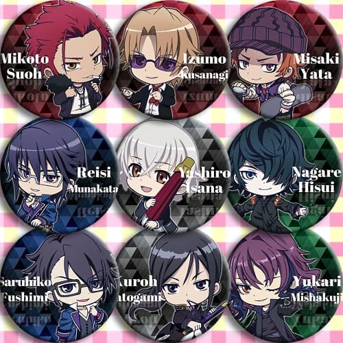 Brdwn K SEVEN STORIES Isana Yashiro Yatogami Kuroh Ameno Miyabi Yukizome Kukuri Kushina Anna Fushimi Saruhiko Cosplay Badge #C