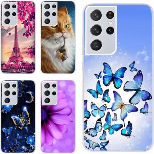 For Samsung Galaxy S21 Ultra Case SM-G998B Beautiful Butterfly Soft TPU Phone Cases For Samsung S21 Ultra S21Ultra 5G Back Cover