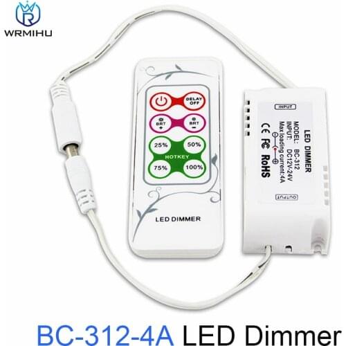 DC12-24V BC-312-4A PWM LED Dimmer Controller Wireless 8 Keys RF Remote For SMD 5050 3528 Single Color LED Strip Lighting