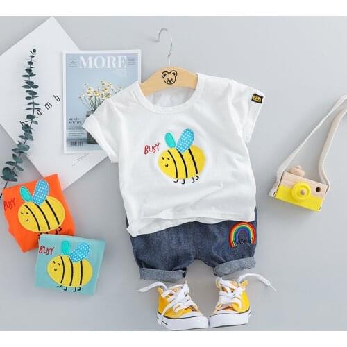 Baby Boys Girls Cartoon Clothes Outfit Suit Cute Children Summer Cotton 1 2 3 Years Kids Boys Clothes Sets T-Shrit+Shorts