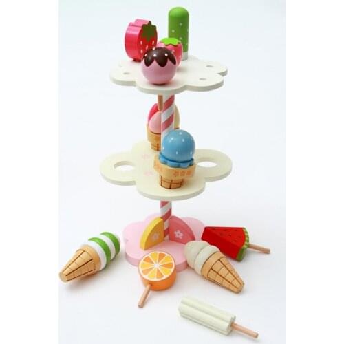 Kids Pretend Play Food Ice Cream Tower Set (11Pcs), Pretend Food Play Set, Early Development Toy Gift for Toddlers