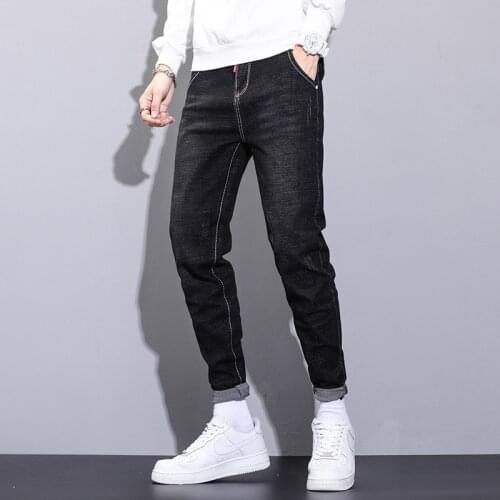 Skinny Denim Jeans Pants Men Autumn Jogging Clothing Casual Harem Pants Men Trousers Drawstring Jogger 2021